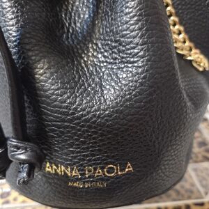 Anna Paola Black Leather Crossbody Bag